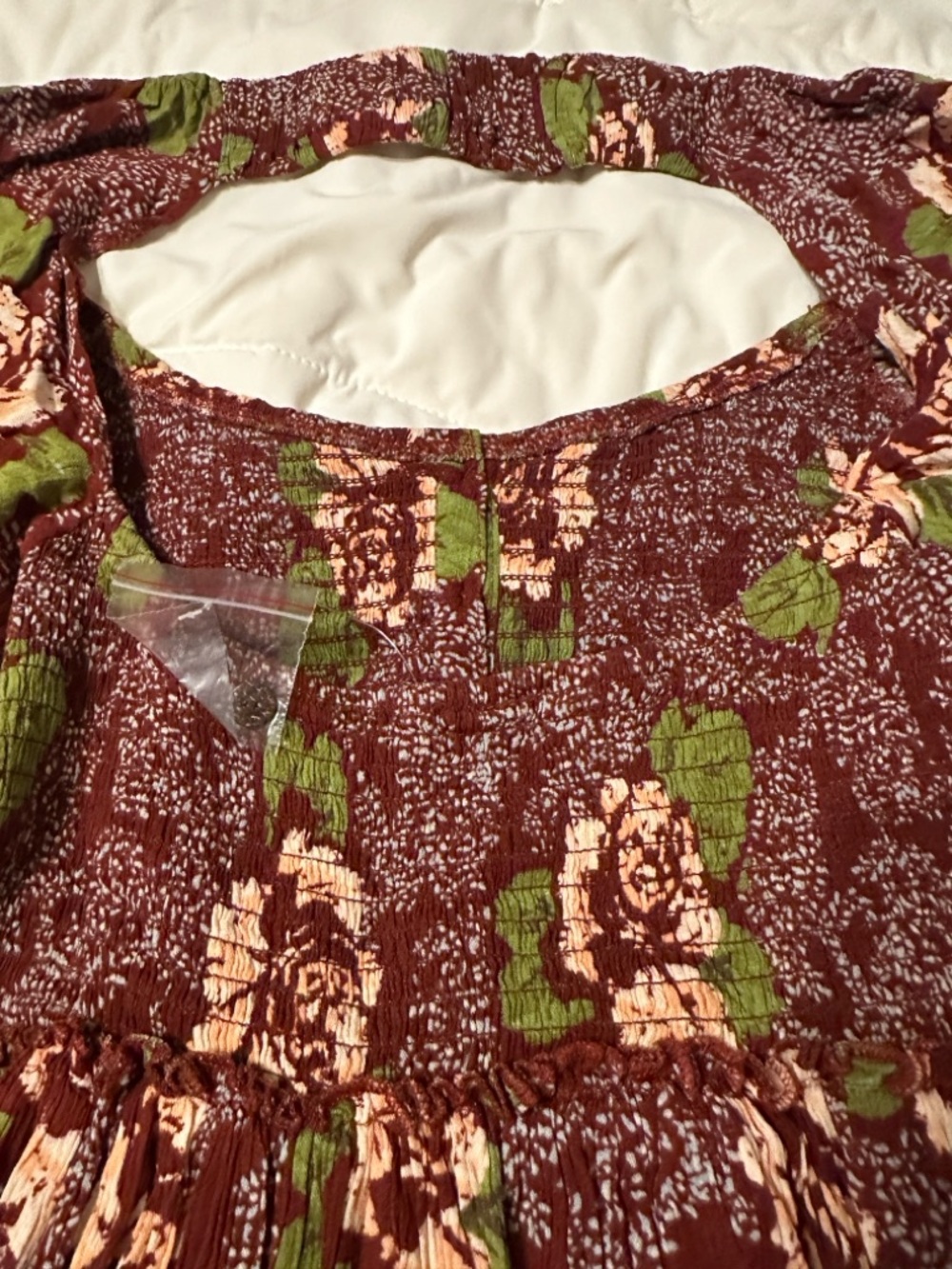 Free People Summer Picnic Printed Mini Dress - NWOT - Size L - Picture 8 of 16